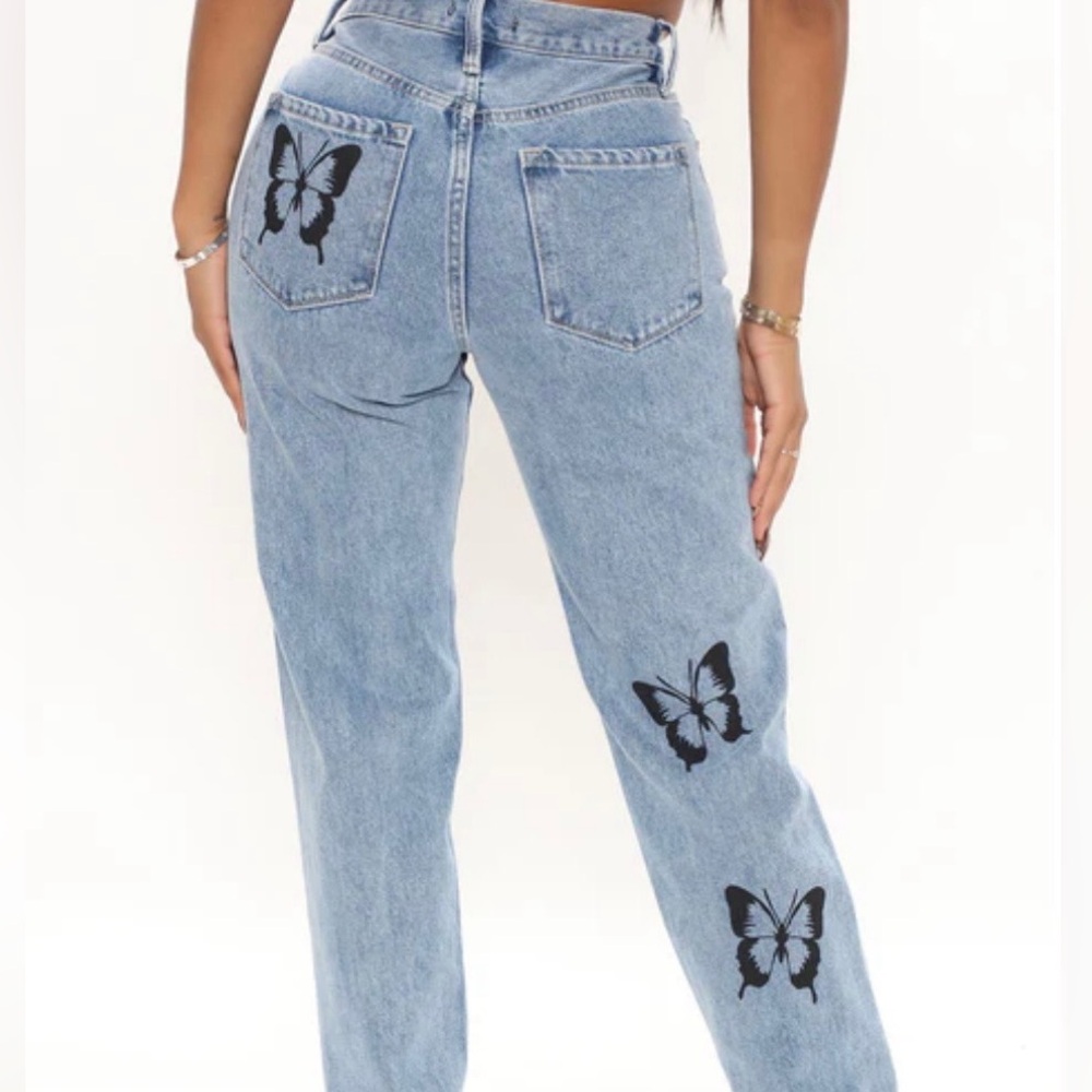 Breathtaking Butterflies Non Stretch Jeans - Medium Blue Wash - Picture 6 of 9